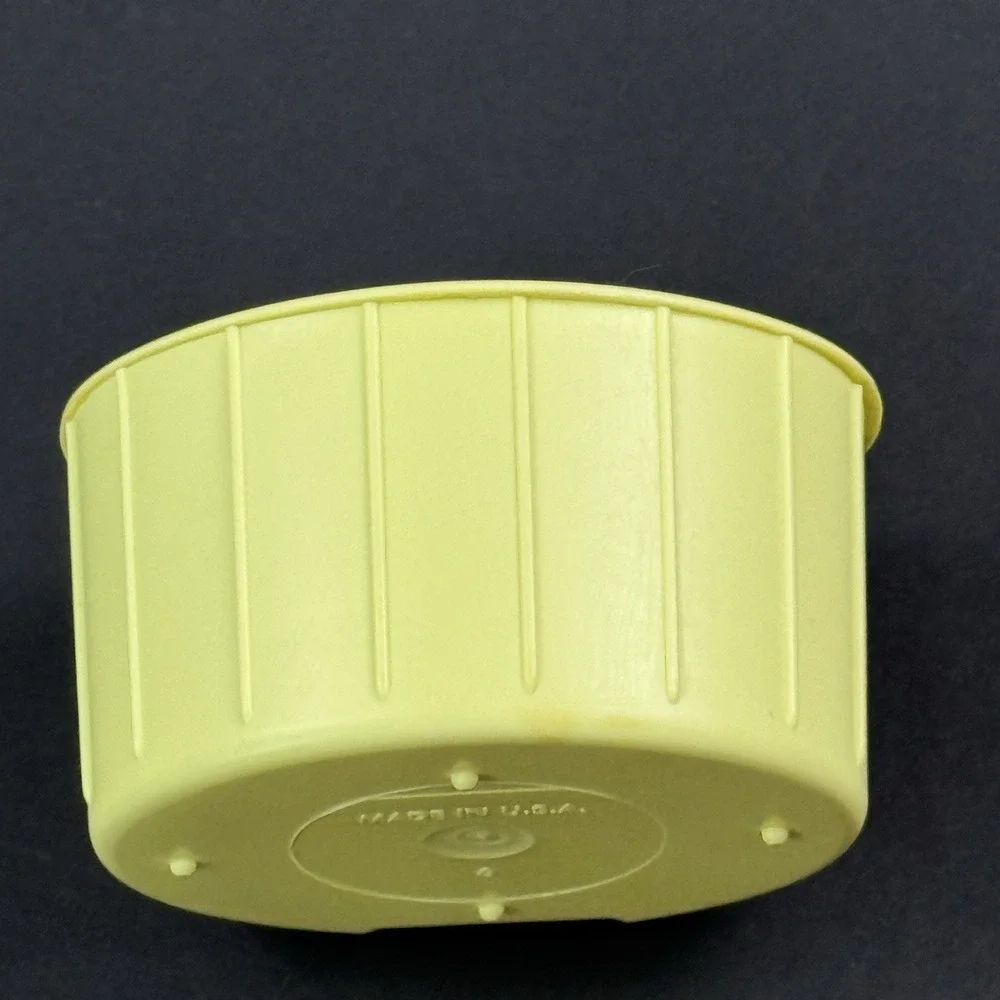 Vtg MCM Yellow Plastic Container Box Lid Trinket Retro Denture Mid Century Oval